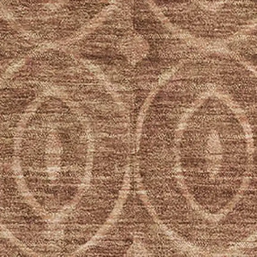 8' Terra Cotta And Rust Geometric Washable Area Rug With UV Protection Photo 2