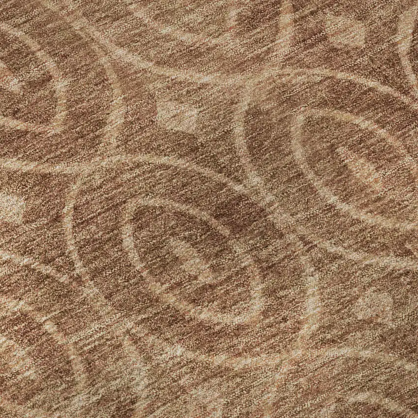 8' Terra Cotta And Rust Geometric Washable Area Rug With UV Protection Photo 9