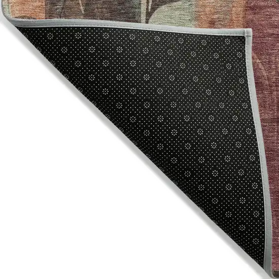 8' Terra Cotta And Sage Round Floral Washable Indoor Outdoor Area Rug Photo 5