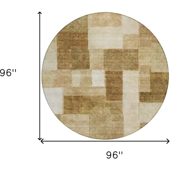 8' Terra Cotta Beige And Brown Round Geometric Washable Indoor Outdoor Area Rug Photo 3