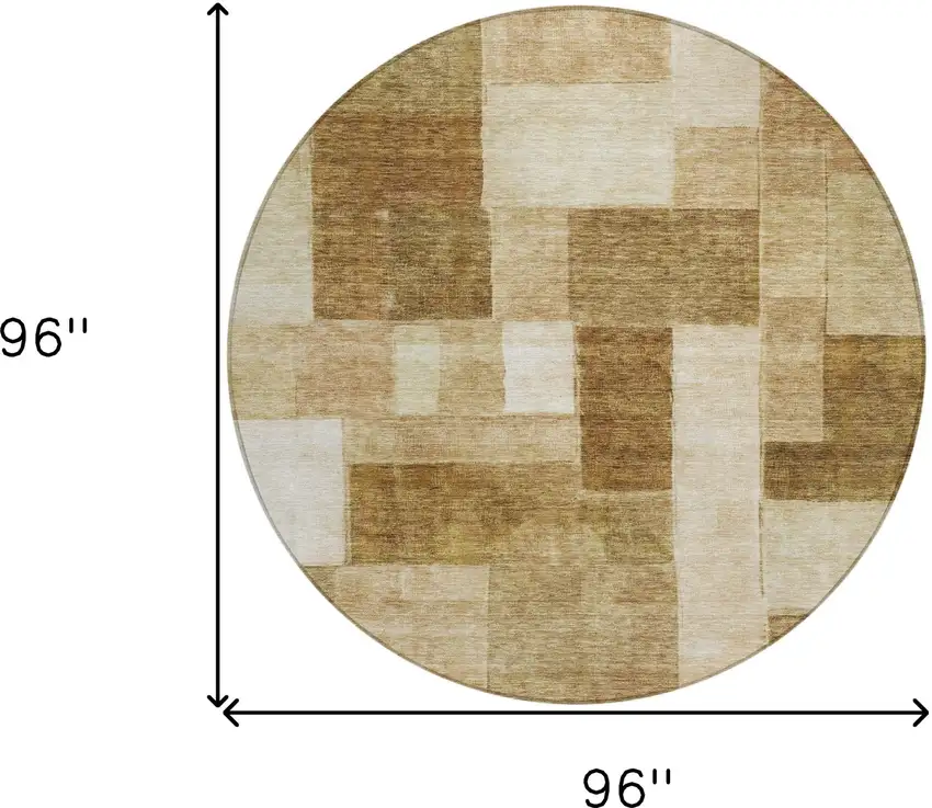 8' Terra Cotta Beige And Brown Round Geometric Washable Indoor Outdoor Area Rug Photo 3