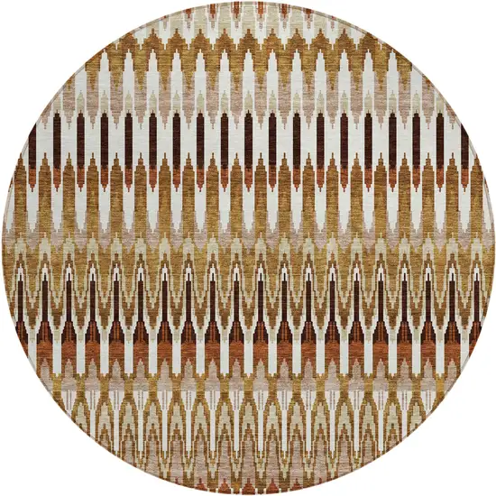 8' Terra Cotta Beige And Red Round Southwestern Washable Indoor Outdoor Area Rug Photo 2