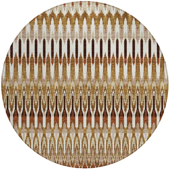 8' Terra Cotta Beige And Red Round Southwestern Washable Indoor Outdoor Area Rug Photo 2