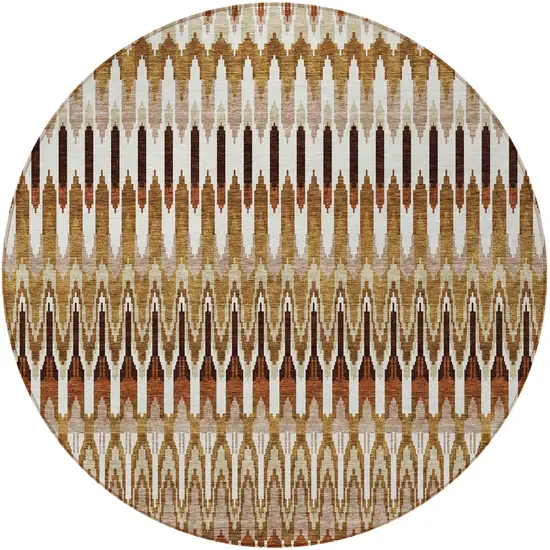 8' Terra Cotta Beige And Red Round Southwestern Washable Indoor Outdoor Area Rug Photo 6