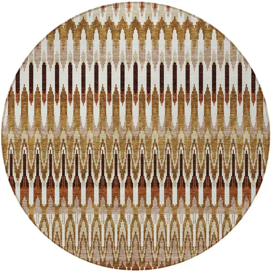 8' Terra Cotta Beige And Red Round Southwestern Washable Indoor Outdoor Area Rug Photo 6