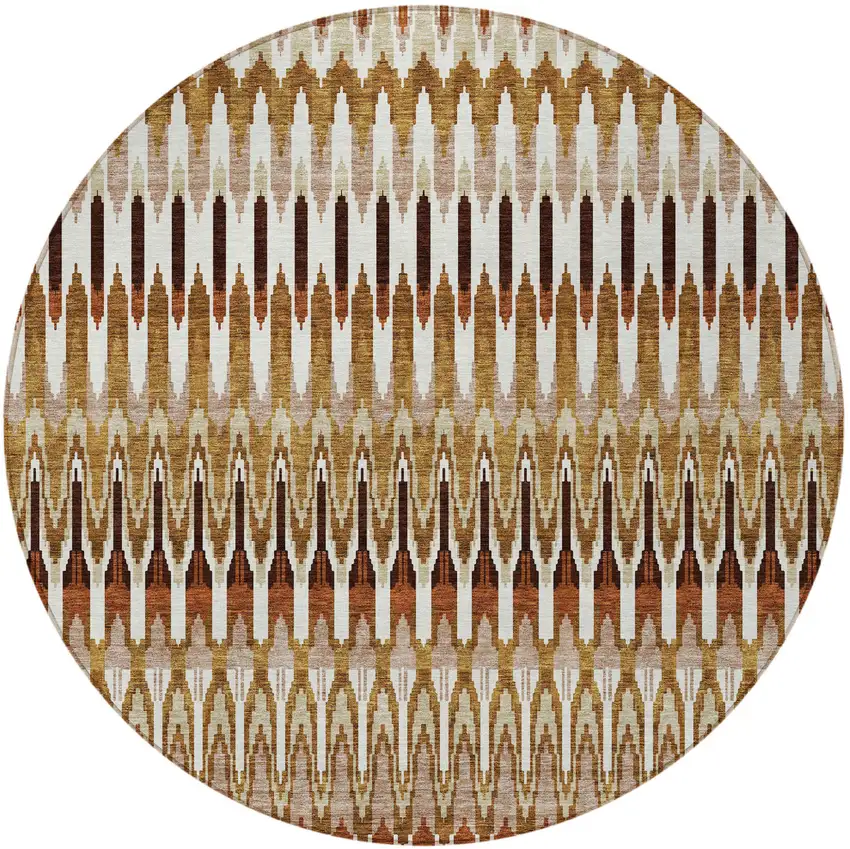 8' Terra Cotta Beige And Red Round Southwestern Washable Indoor Outdoor Area Rug Photo 6
