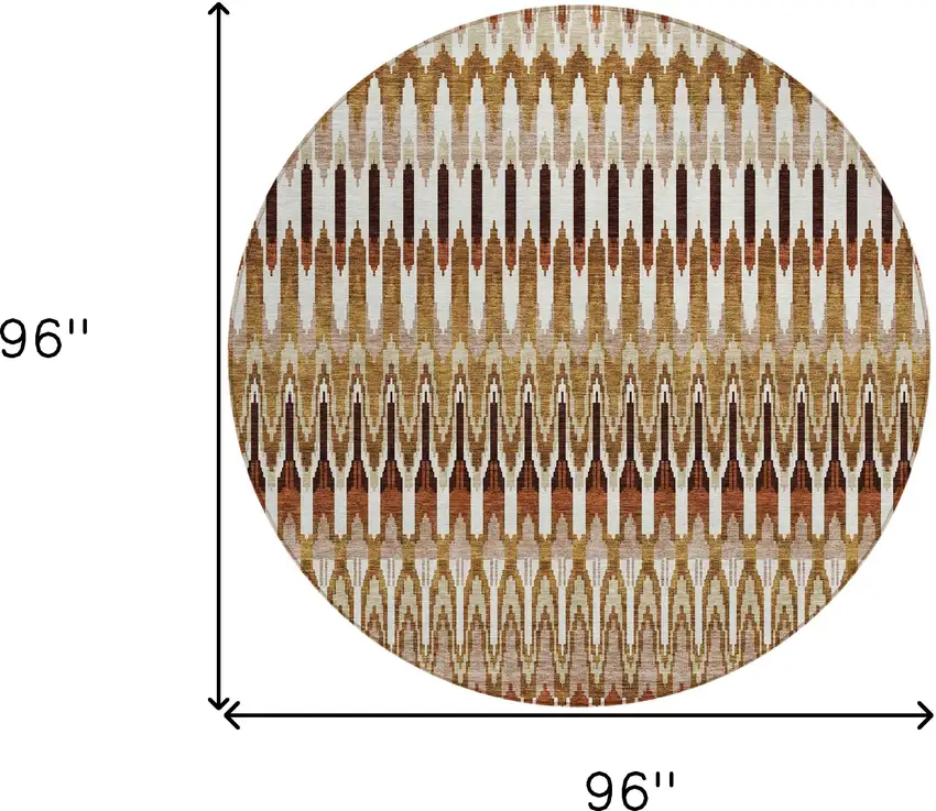 8' Terra Cotta Beige And Red Round Southwestern Washable Indoor Outdoor Area Rug Photo 3