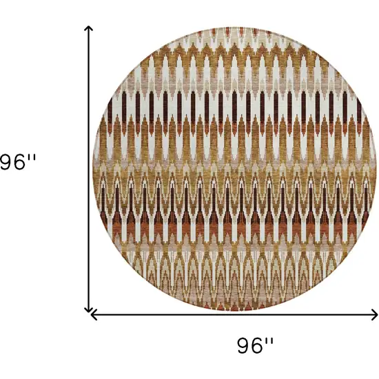 8' Terra Cotta Beige And Red Round Southwestern Washable Indoor Outdoor Area Rug Photo 3