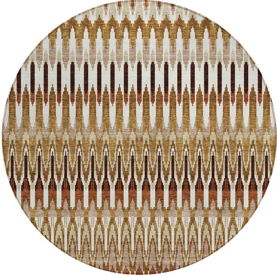 8' Terra Cotta Beige And Red Round Southwestern Washable Indoor Outdoor Area Rug Photo 5