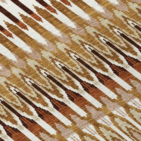 8' Terra Cotta Beige And Red Round Southwestern Washable Indoor Outdoor Area Rug Photo 4