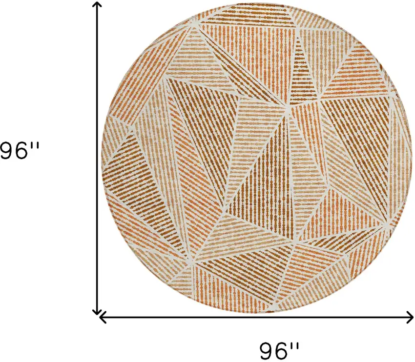 8' Terra Cotta Beige And Salmon Round Geometric Washable Indoor Outdoor Area Rug Photo 3