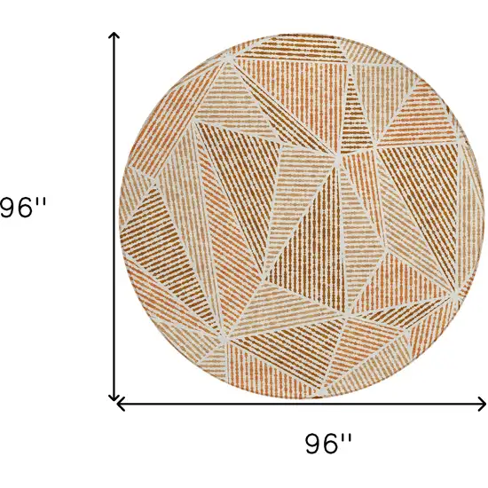 8' Terra Cotta Beige And Salmon Round Geometric Washable Indoor Outdoor Area Rug Photo 3