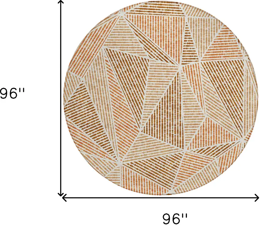 8' Terra Cotta Beige And Salmon Round Geometric Washable Indoor Outdoor Area Rug Photo 3