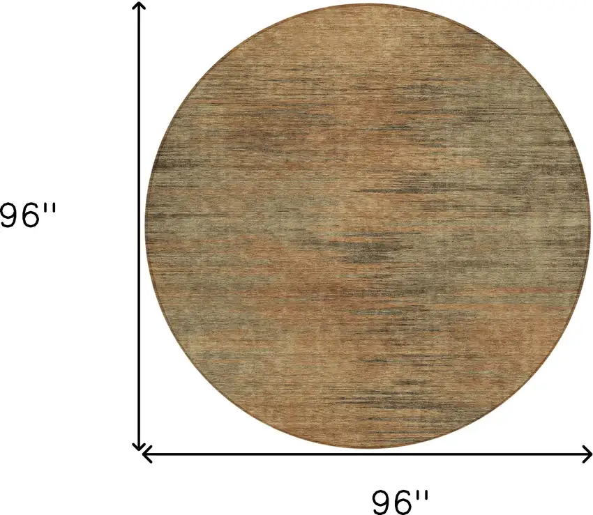 8' Terra Cotta Brown And Copper Round Abstract Washable Indoor Outdoor Area Rug Photo 3