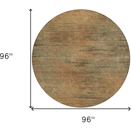 8' Terra Cotta Brown And Copper Round Abstract Washable Indoor Outdoor Area Rug Photo 3