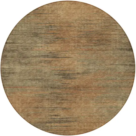 8' Terra Cotta Brown And Copper Round Abstract Washable Indoor Outdoor Area Rug Photo 4