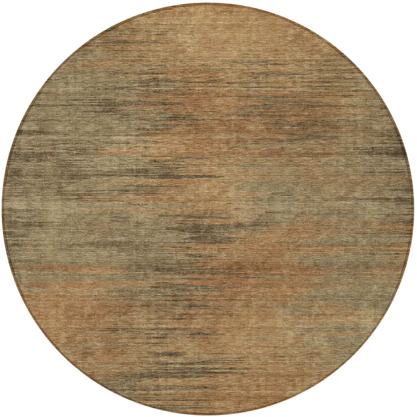 8' Terra Cotta Brown And Copper Round Abstract Washable Indoor Outdoor Area Rug Photo 4