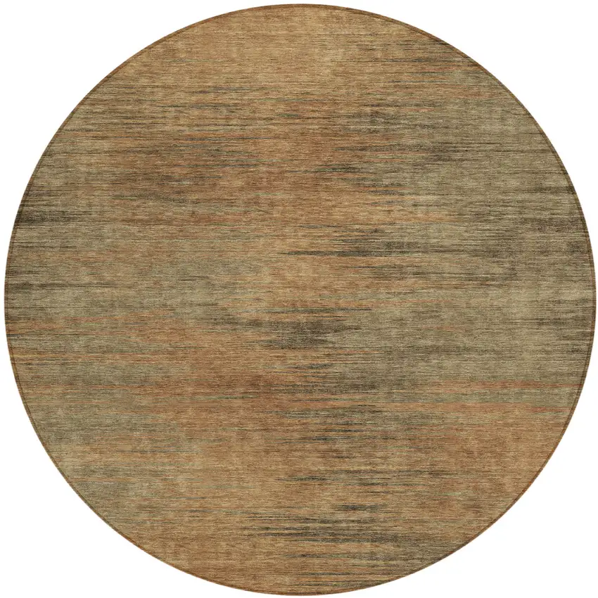 8' Terra Cotta Brown And Copper Round Abstract Washable Indoor Outdoor Area Rug Photo 2