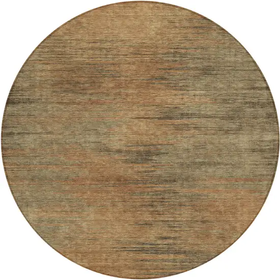 8' Terra Cotta Brown And Copper Round Abstract Washable Indoor Outdoor Area Rug Photo 2