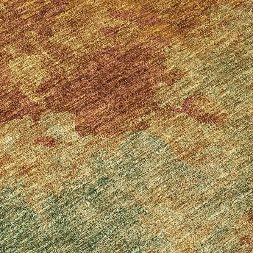 8' Terra Cotta Copper And Green Round Abstract Washable Indoor Outdoor Area Rug Photo 8