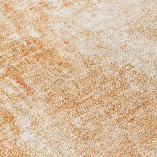 8' Terra Cotta Copper And Ivory Round Abstract Washable Indoor Outdoor Area Rug Photo 9