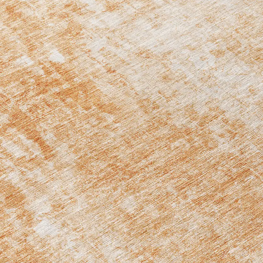 8' Terra Cotta Copper And Ivory Round Abstract Washable Indoor Outdoor Area Rug Photo 9