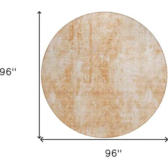 8' Terra Cotta Copper And Ivory Round Abstract Washable Indoor Outdoor Area Rug Photo 3