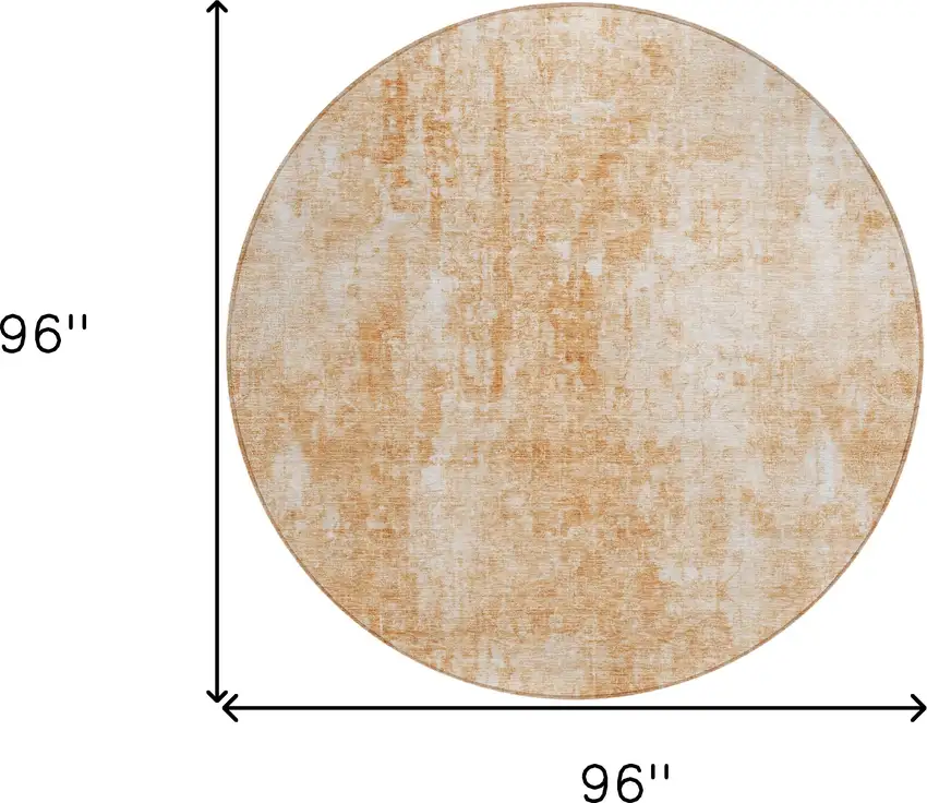 8' Terra Cotta Copper And Ivory Round Abstract Washable Indoor Outdoor Area Rug Photo 3
