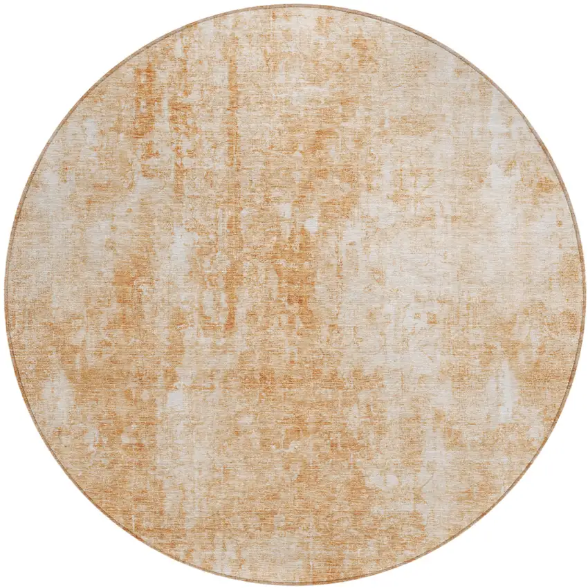 8' Terra Cotta Copper And Ivory Round Abstract Washable Indoor Outdoor Area Rug Photo 2