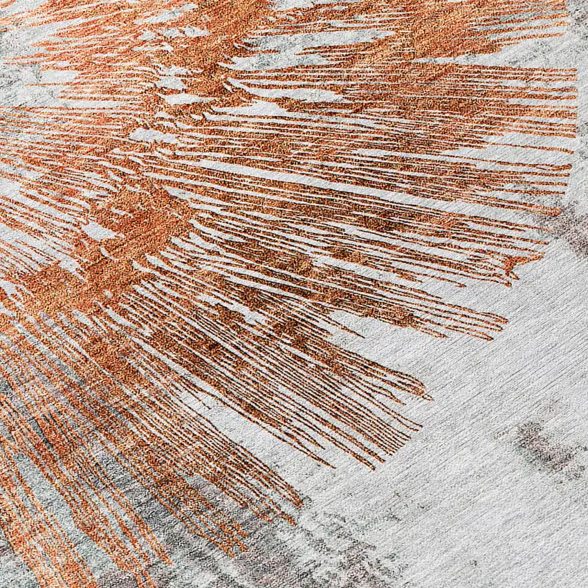 8' Terra Cotta Copper And Taupe Round Abstract Washable Indoor Outdoor Area Rug Photo 4