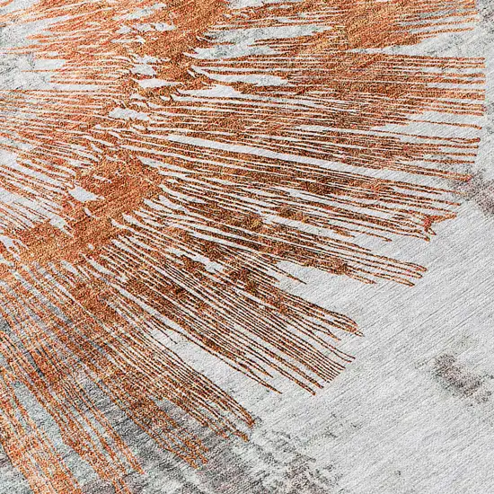 8' Terra Cotta Copper And Taupe Round Abstract Washable Indoor Outdoor Area Rug Photo 4