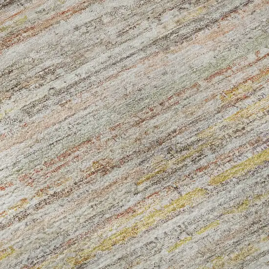 8' Terra Cotta Gold And Peach Striped Washable Area Rug With UV Protection Photo 7