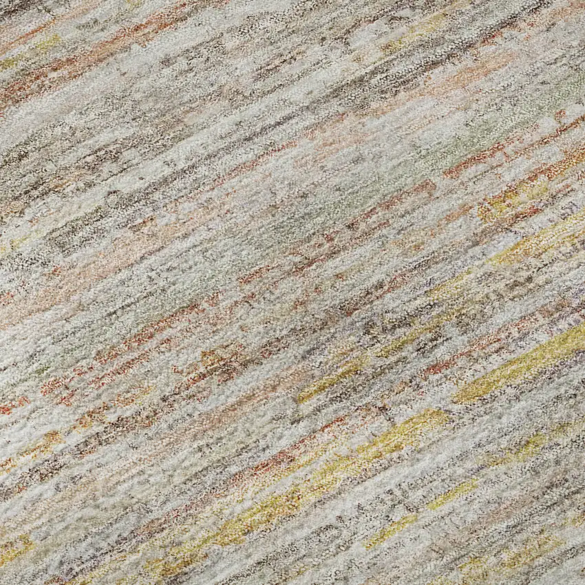 8' Terra Cotta Gold And Peach Striped Washable Area Rug With UV Protection Photo 7