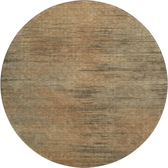 8' Terra Cotta Gray And Beige Abstract Washable Round Rug With UV Protection Photo 1
