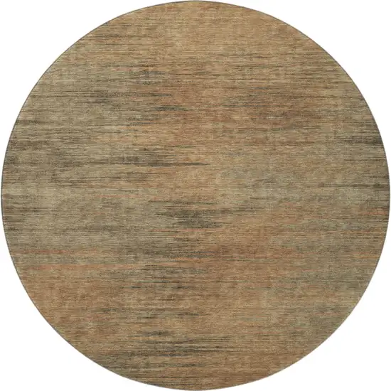 8' Terra Cotta Gray And Beige Abstract Washable Round Rug With UV Protection Photo 4