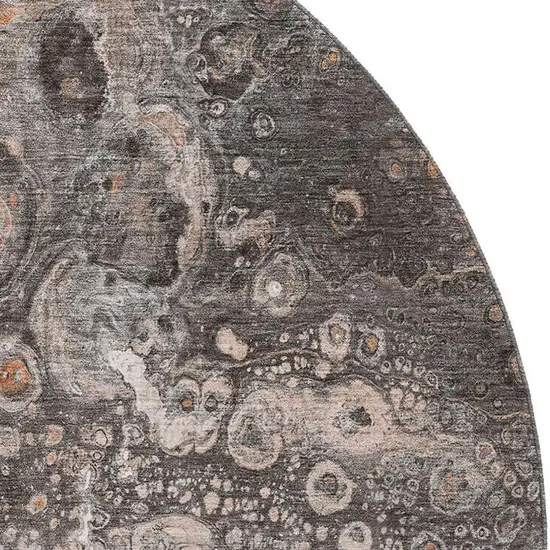 8' Terra Cotta Ivory And Gray Abstract Washable Round Rug With UV Protection Photo 3