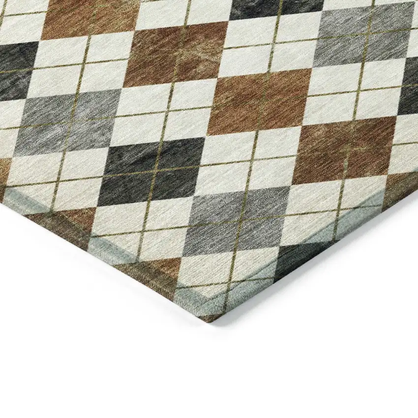 8' Terra Cotta Ivory And Gray Round Geometric Washable Indoor Outdoor Area Rug Photo 8