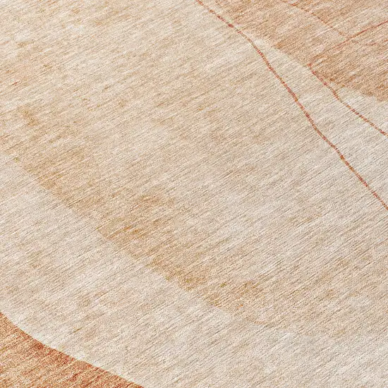 8' Terra Cotta Orange And Copper Round Abstract Washable Indoor Outdoor Area Rug Photo 9