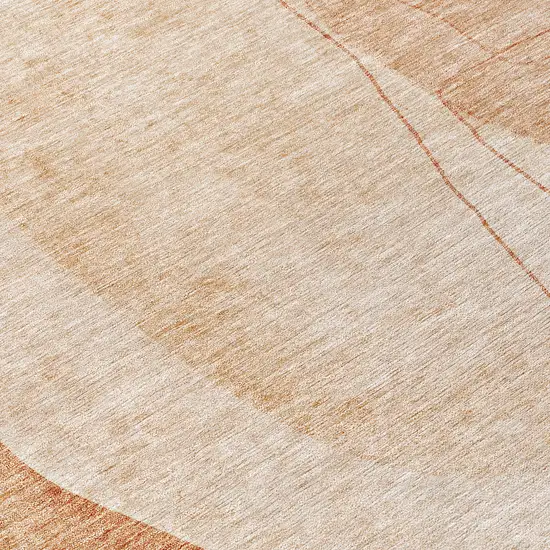 8' Terra Cotta Orange And Copper Round Abstract Washable Indoor Outdoor Area Rug Photo 9