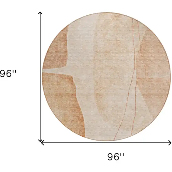 8' Terra Cotta Orange And Copper Round Abstract Washable Indoor Outdoor Area Rug Photo 8