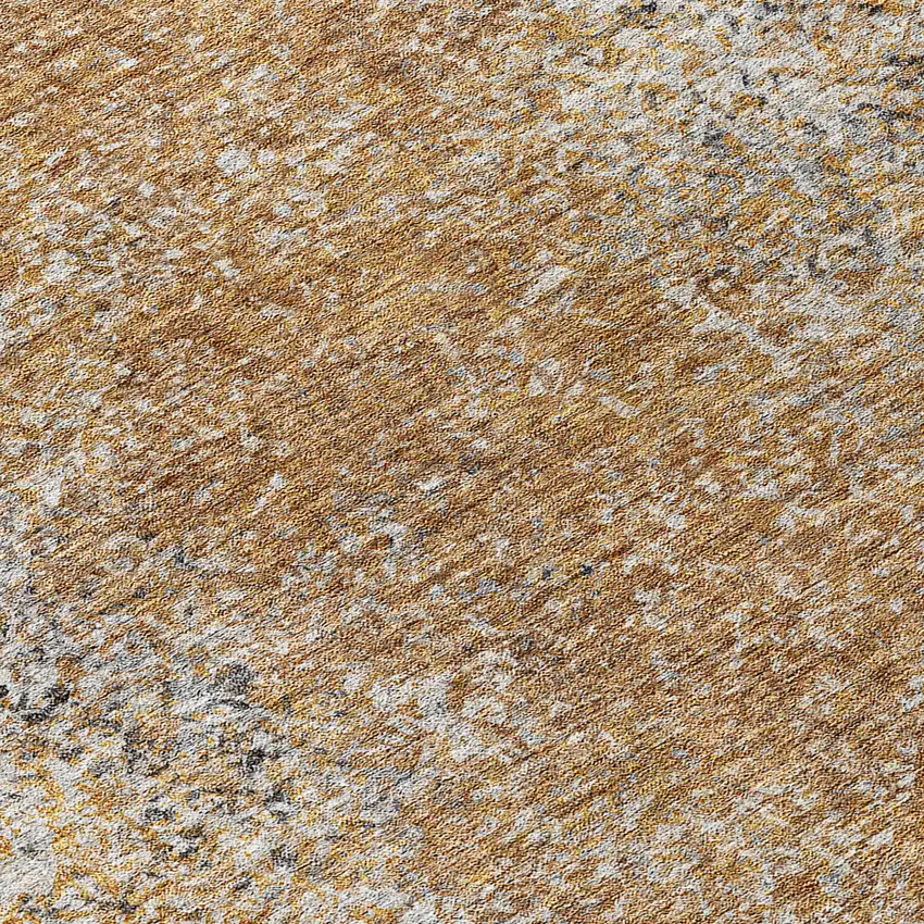 8' Terra Cotta Silver And Charcoal Round Oriental Washable Indoor Outdoor Area Rug Photo 8