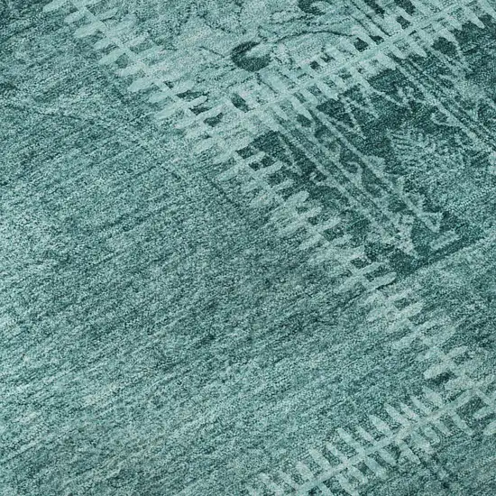 8' Turquoise And Aqua Patchwork Washable Round Rug With UV Protection Photo 9