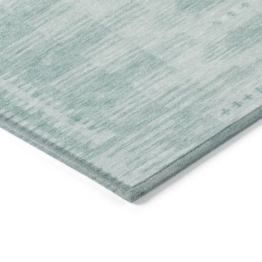 8' Turquoise And Aqua Round Geometric Washable Indoor Outdoor Area Rug Photo 7