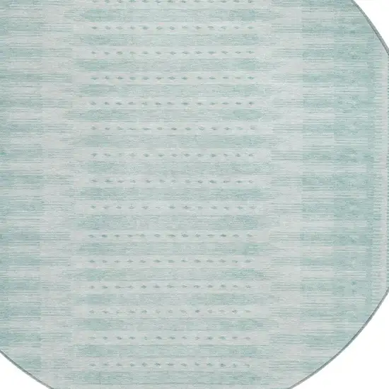 8' Turquoise And Aqua Round Geometric Washable Indoor Outdoor Area Rug Photo 4