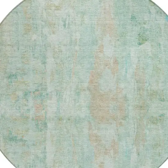 8' Turquoise And Copper Round Abstract Washable Indoor Outdoor Area Rug Photo 7