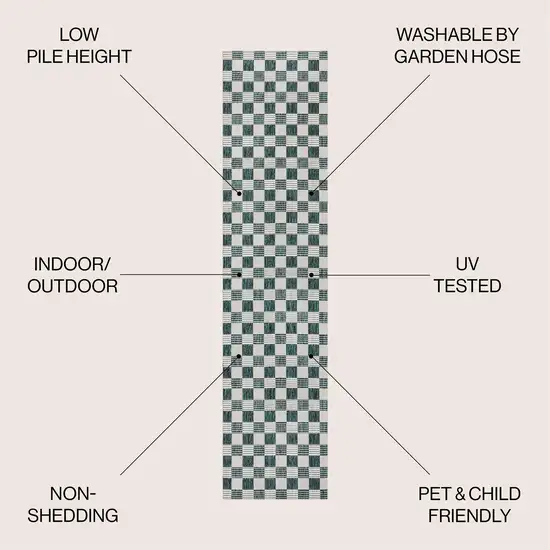 8' Turquoise And Cream Geometric Indoor Outdoor Runner Rug Photo 9