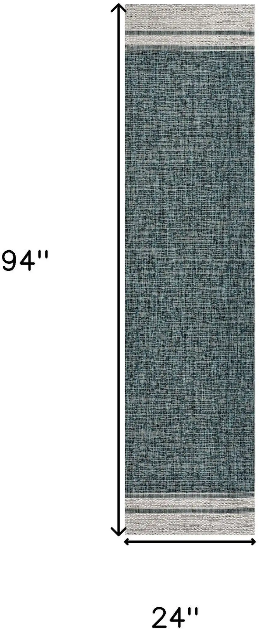 8' Turquoise And Cream Indoor Outdoor Runner Rug Photo 7