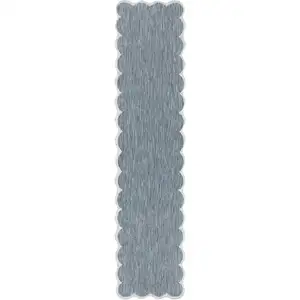 Photo of 8' Turquoise And Cream Indoor Outdoor Runner Rug