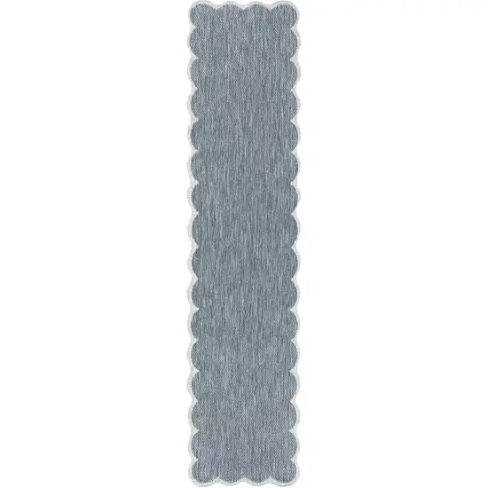 8' Turquoise And Cream Indoor Outdoor Runner Rug Photo 1