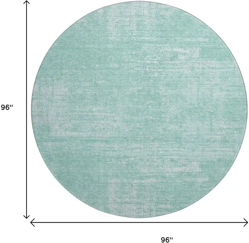 8' Turquoise And Ivory Abstract Washable Round Rug With UV Protection Photo 3